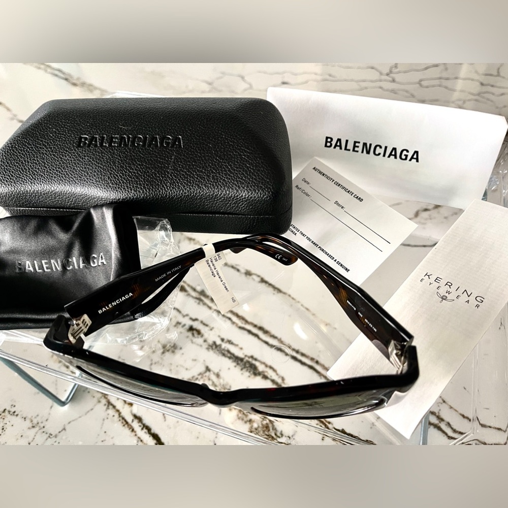 Balenciaga NWT COA Havana Green Tortoise Shell CatEye Sunglasses, Case & Bag - Picture 14 of 17